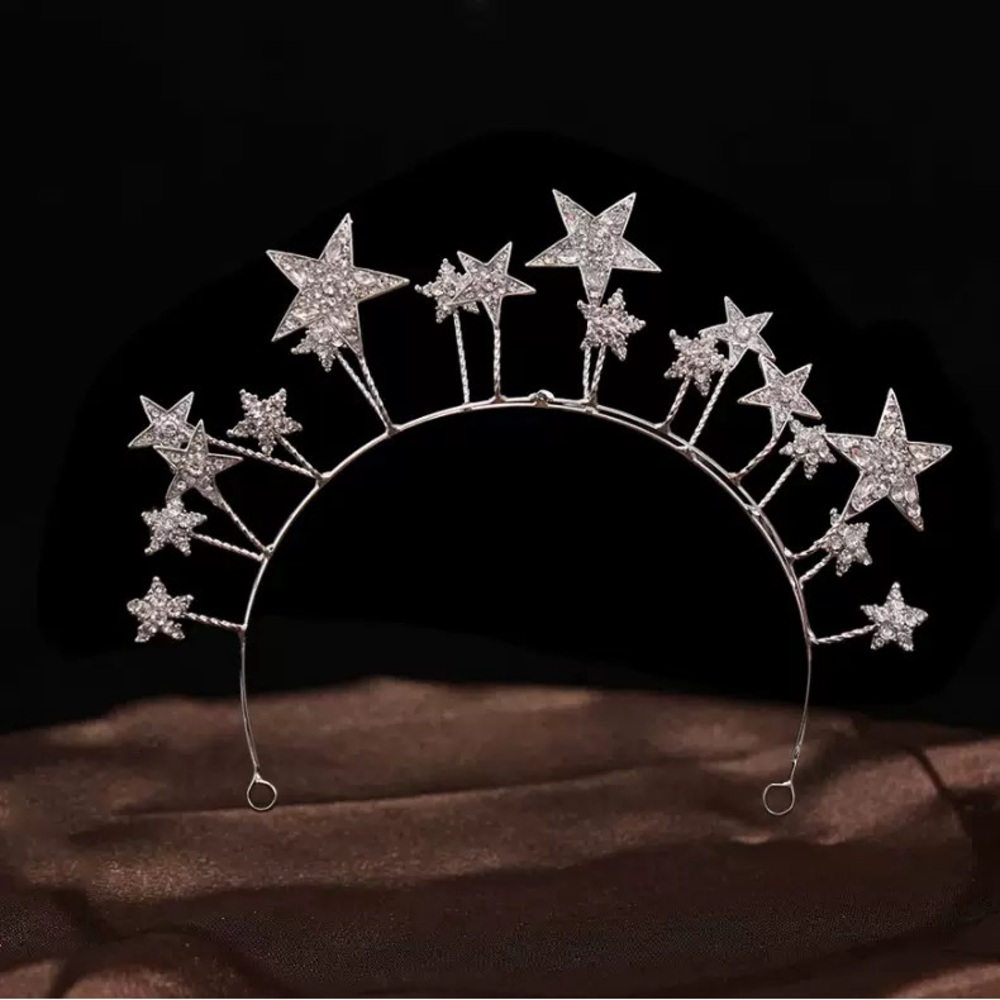 Vintage Silver Starburst Crystal Tiara